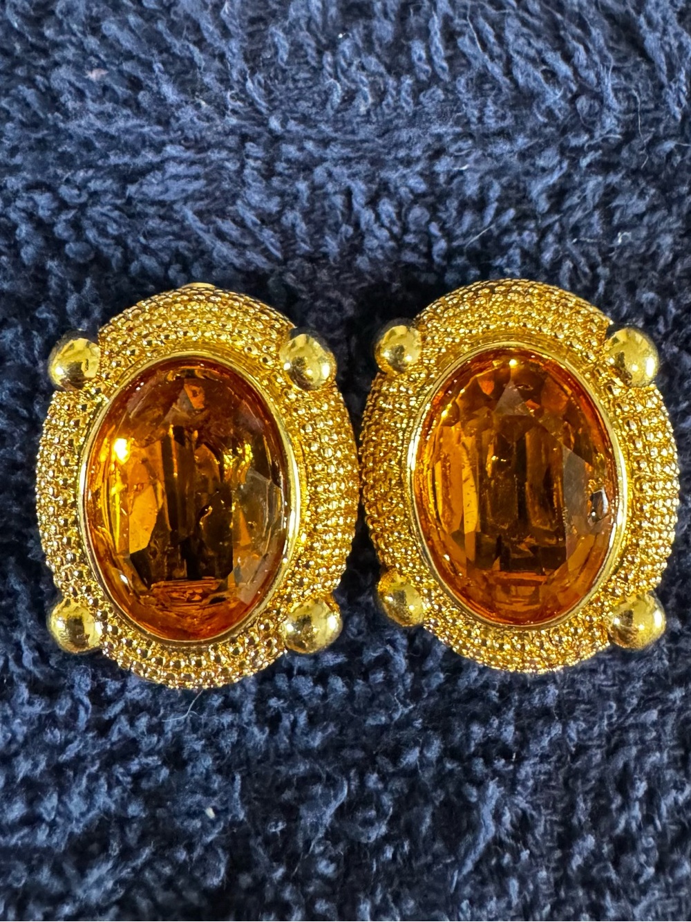 Nina Ricci Gold-Tone Earrings with Citrine Tone Crystals